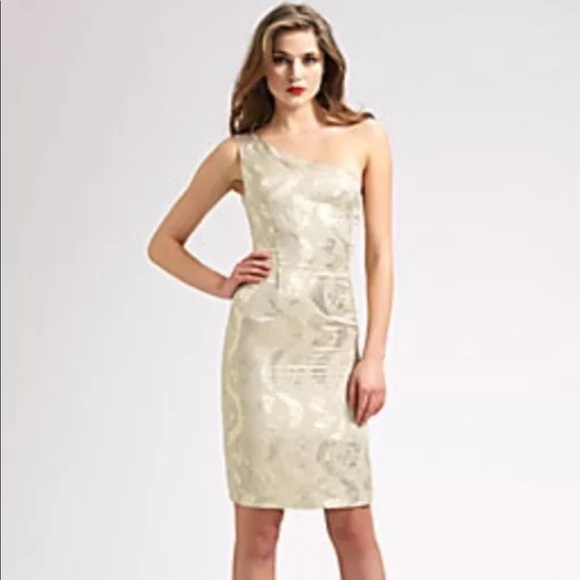 Tory Burch Ardell Ivory Metallic Jacquard linen blend cocktail dress size 0 - Picture 3 of 16